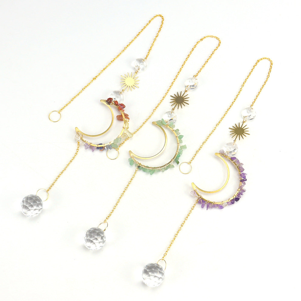 Wholesale  Sun Catcher Moon Sun Crystal Pendant  Wind Chimes