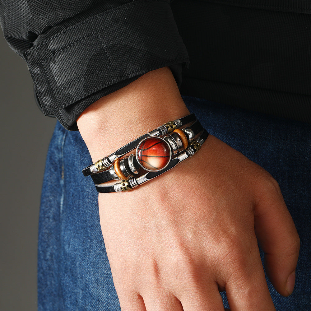 Wholesale Luminous Football Leather Bracelet ACC-BT-Saih006