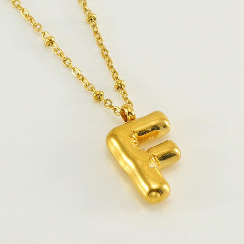 Wholesale  bubble letter necklace 18K stainless steel English letter pendant jewelry