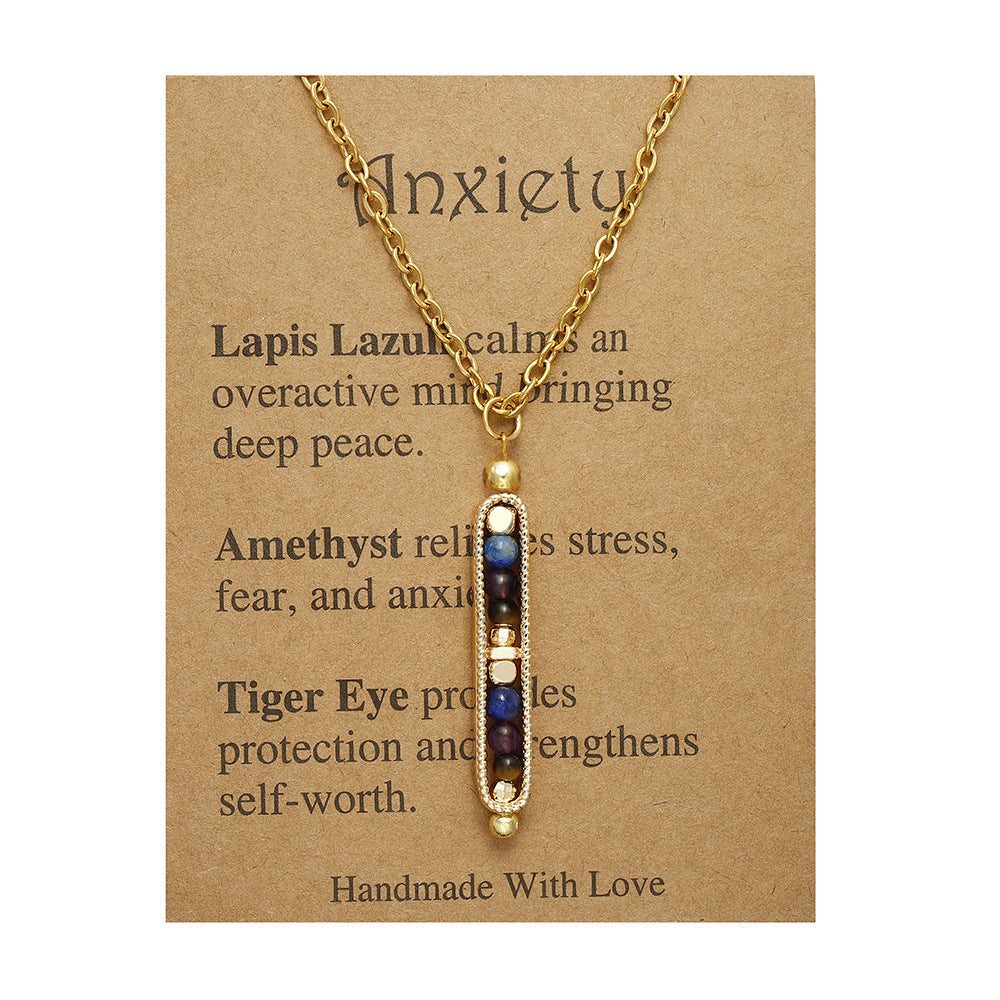 Wholesale Handmade Stone Pendant Necklace Stainless Steel Chain Jewelry Accessory for Women Boutique Resale