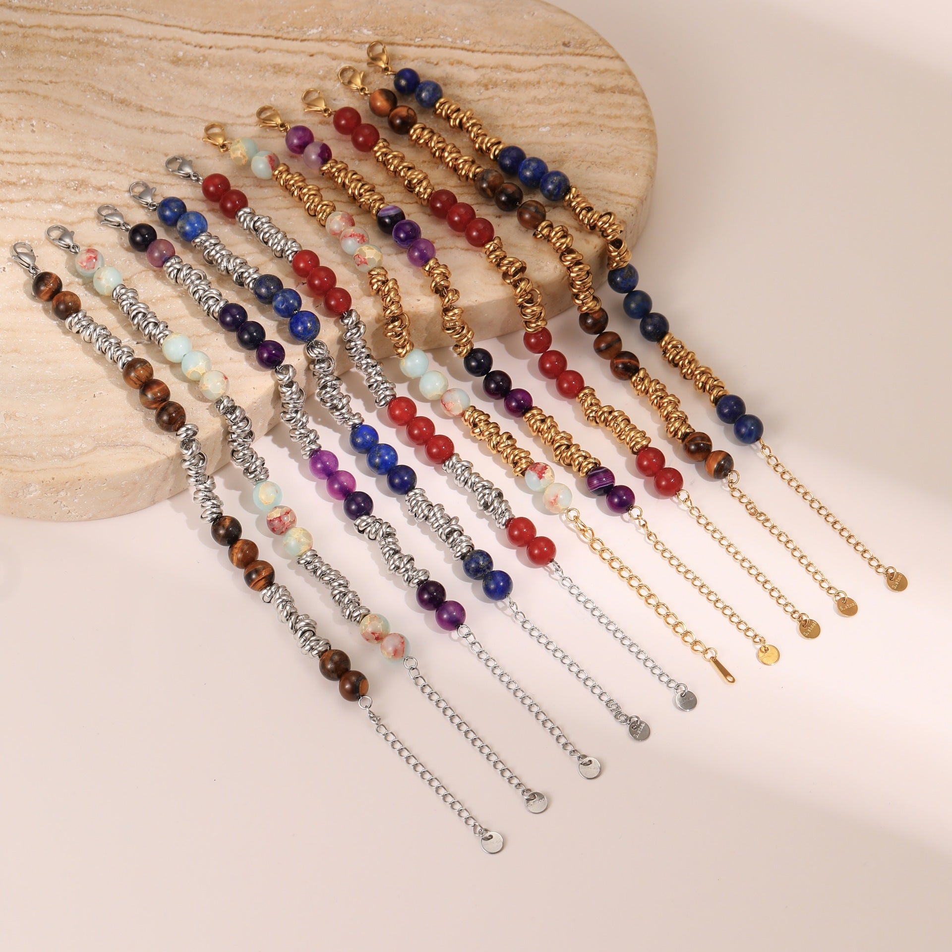 Wholesale Natural stone stainless steel bracelet