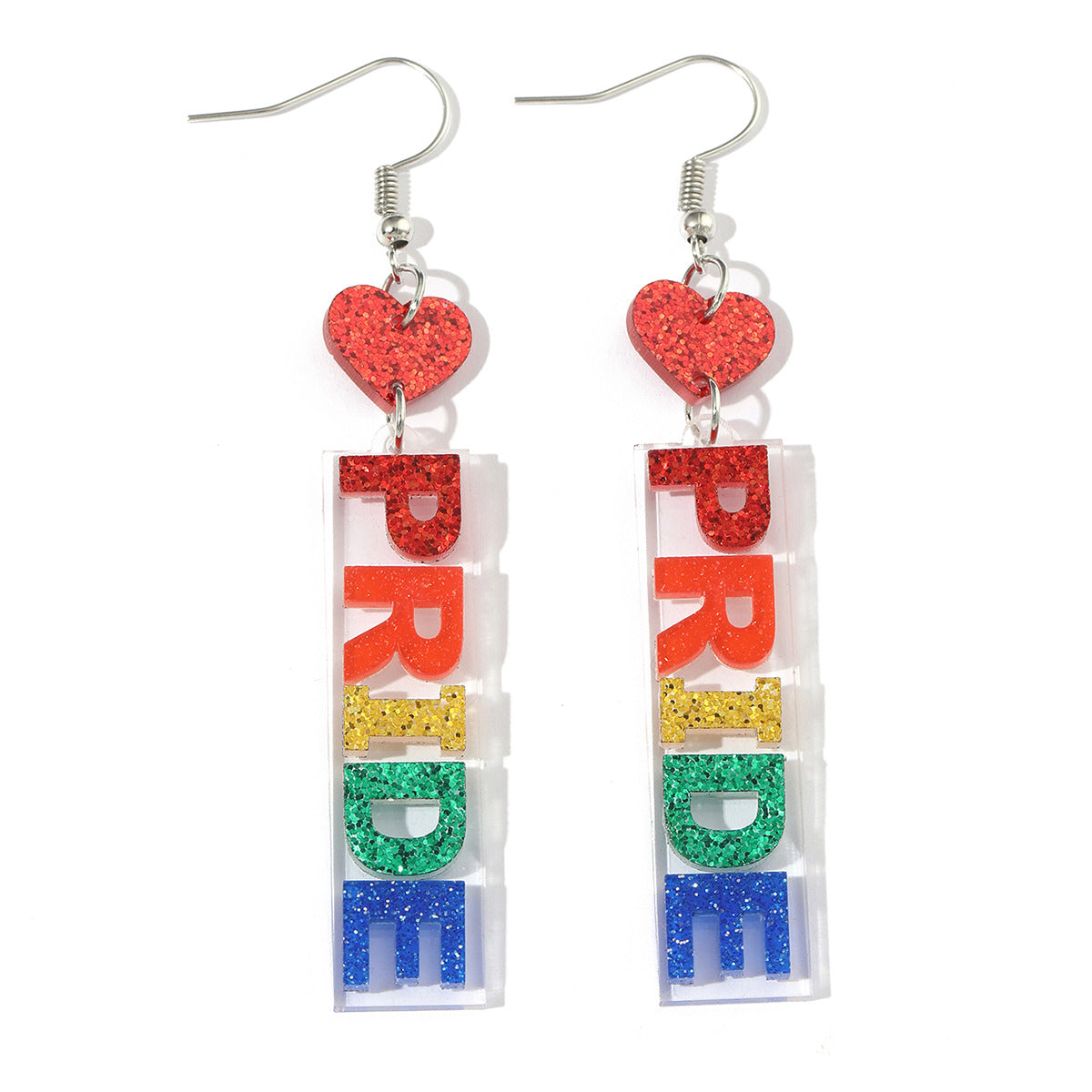 Wholesale color sense rainbow color letters love acrylic earrings