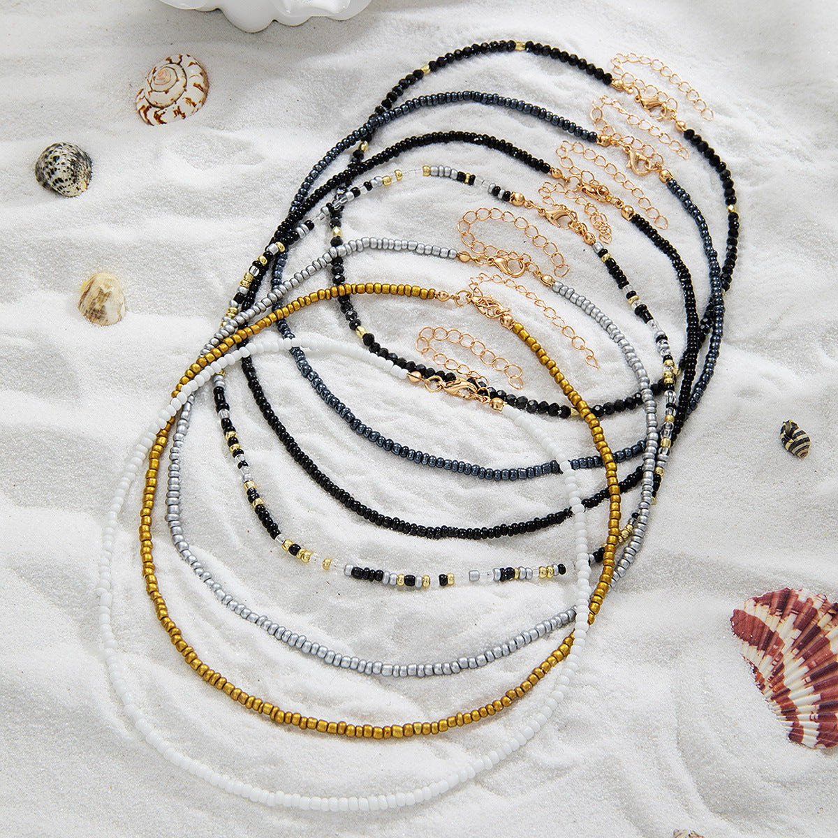 Wholesale Bohemian  clavicle chain color beads adjustable women's necklace