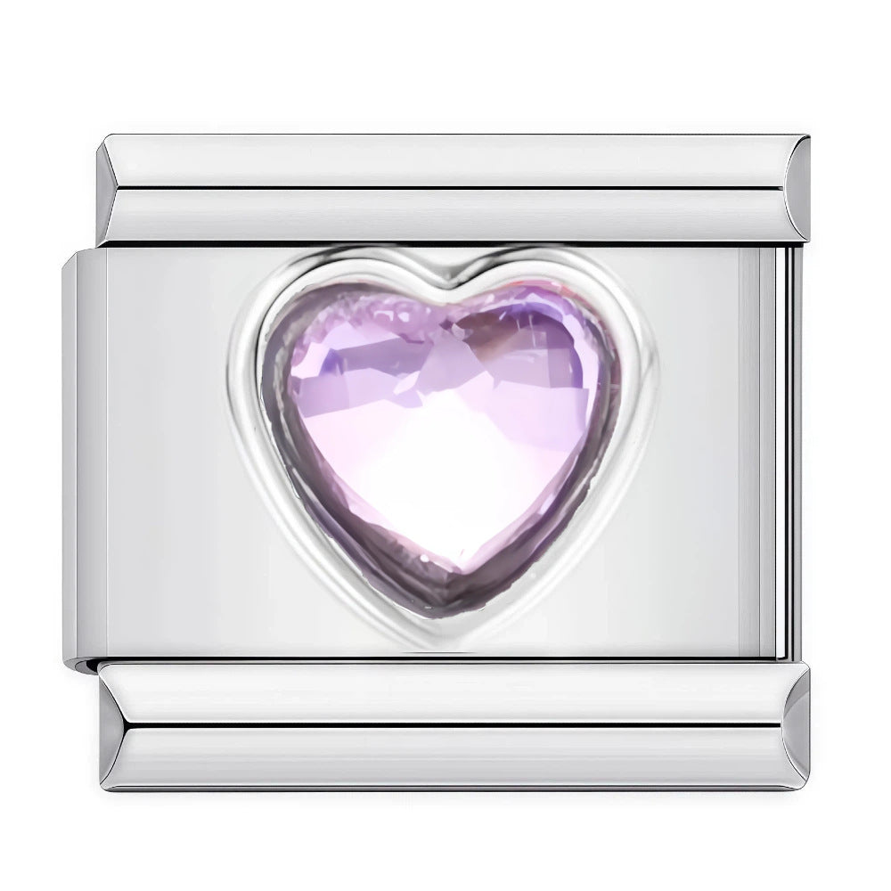 Wholesale DIY Italian Charms Bracelet in Titanium Steel with Rhinestone Hearts,  Fashion Jewelry Accessory