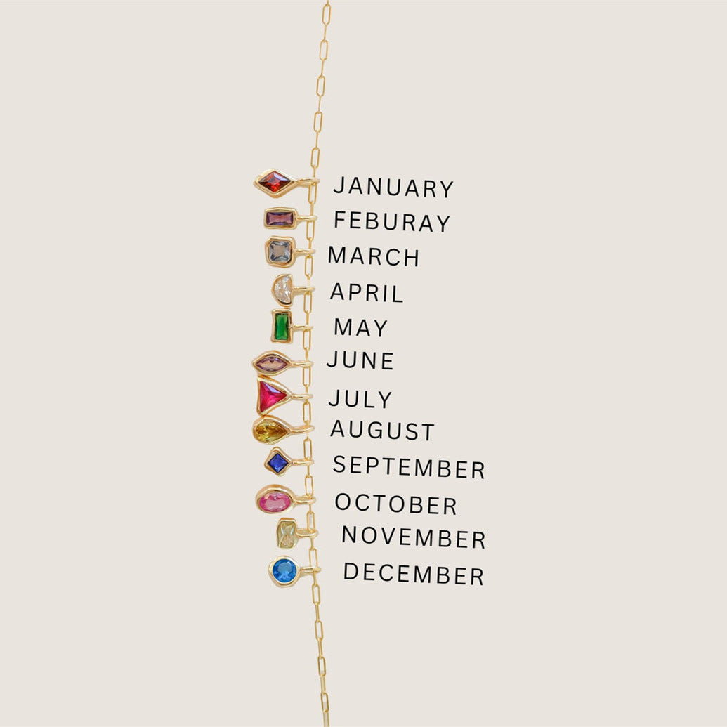 Wholesale DIY Birthstone Pendant Geometric Rectangle Earrings Necklace