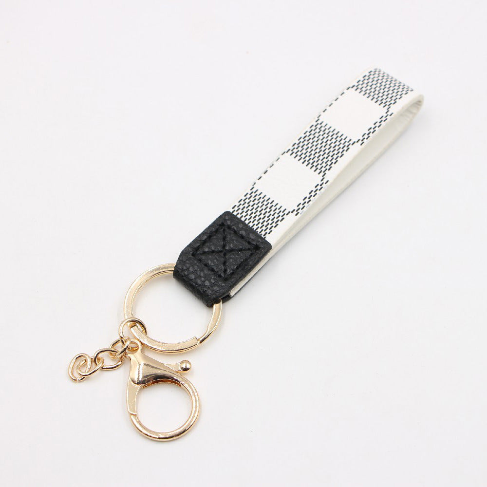 Wholesale Vintage Leather Cord Plaid Keychains ACC-KC-Zuge002
