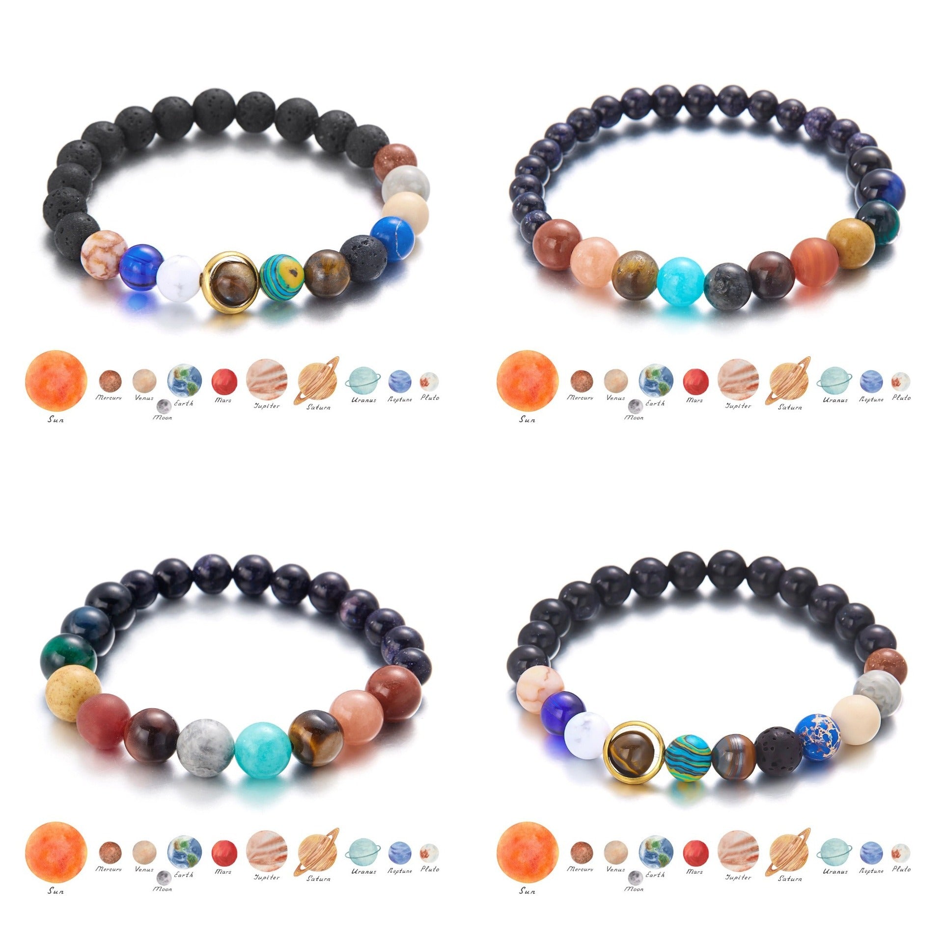 Wholesale Zodiac Planet Bracelet For Couples Handmade Natural Stone Universe Design Fashion Jewelry Accessory Travel Souvenir Gift