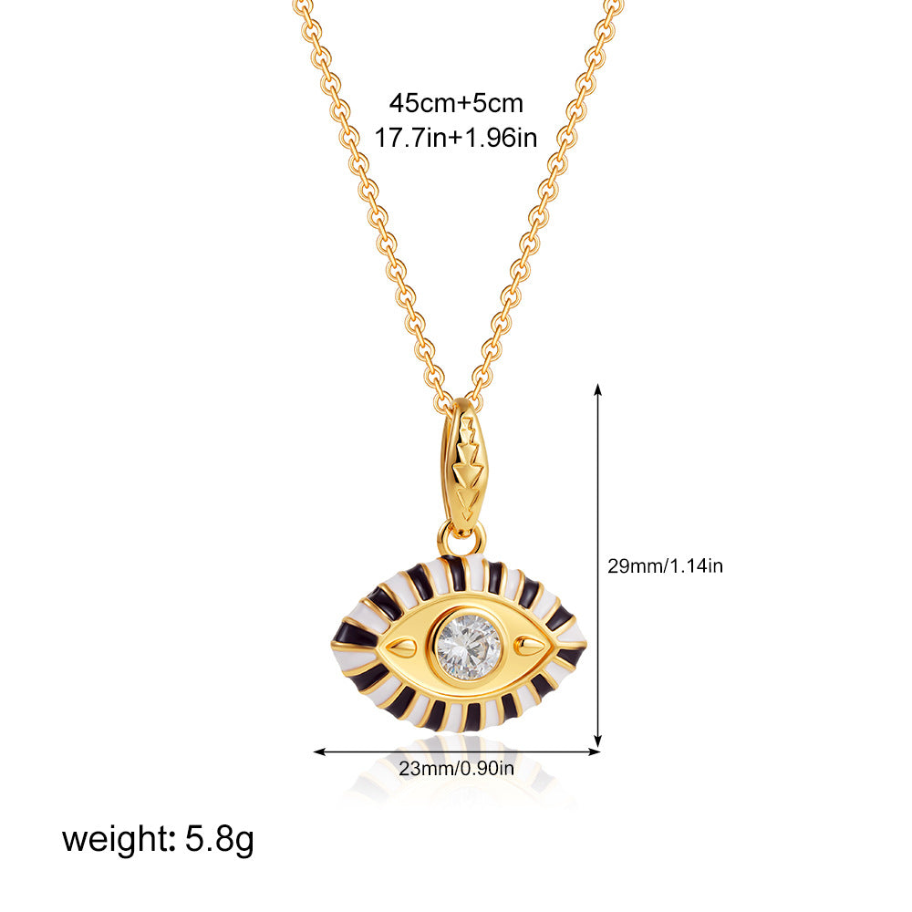 Wholesale Stainless steel 18K Gold Colored Oil Drop Devil's Eye Diamond Necklace Clavicle Chain