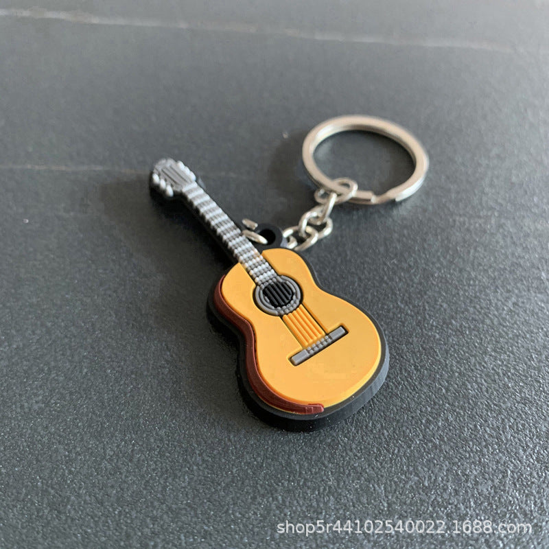 Wholesale Chinese Style Cartoon Guitar Keychain Pendant PVC Resin Epoxy Finish Ukulele Bag Charm Gift