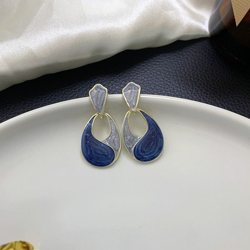 Wholesale French Retro Drop Earrings Enamel Drip Oil Geometric Design Trendy Jewelry For Everyday Wear And Gifting