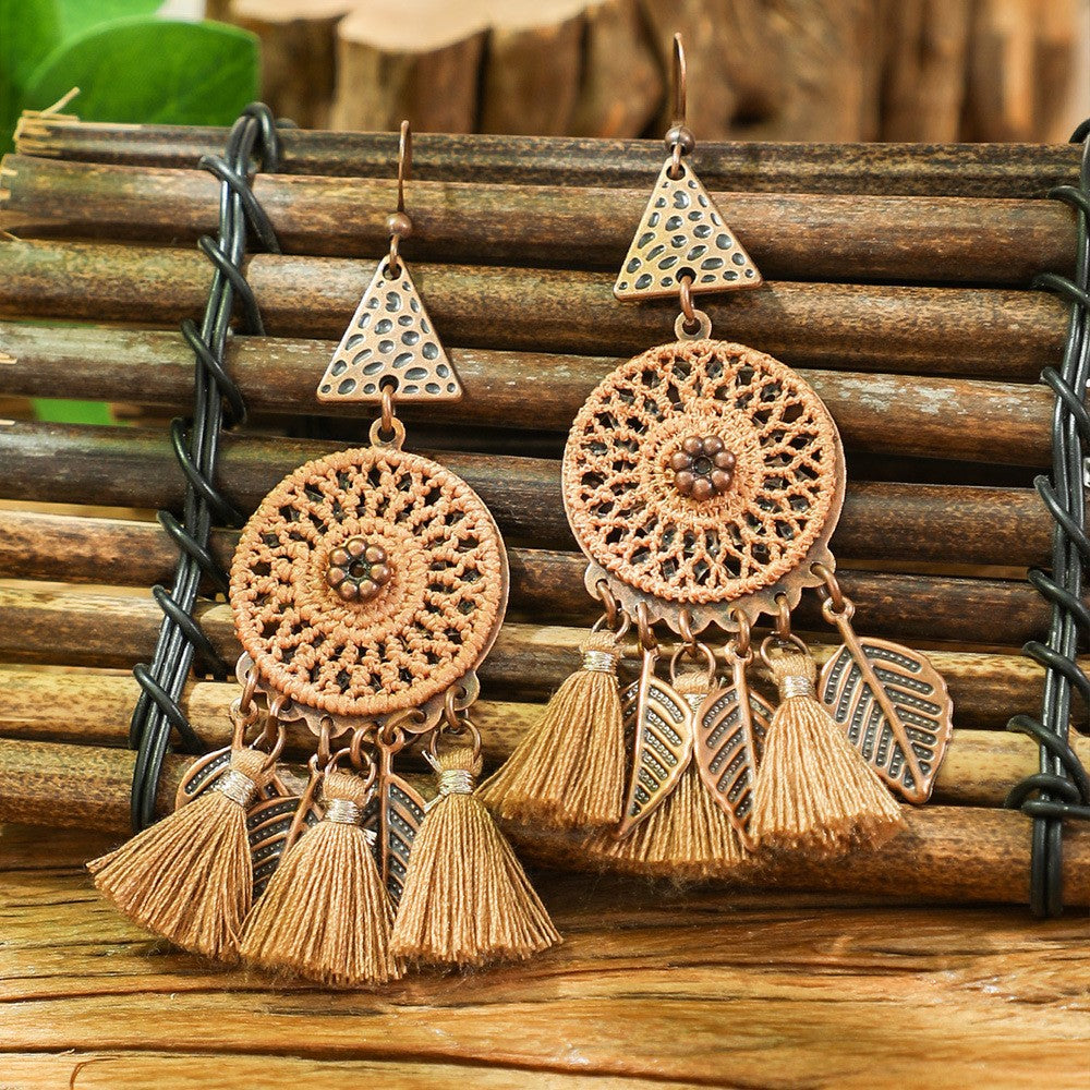 Wholesale Bohemian Tassel Earrings Ethnic Style Hand-Woven - Boutique Resale Jewelry Accessory