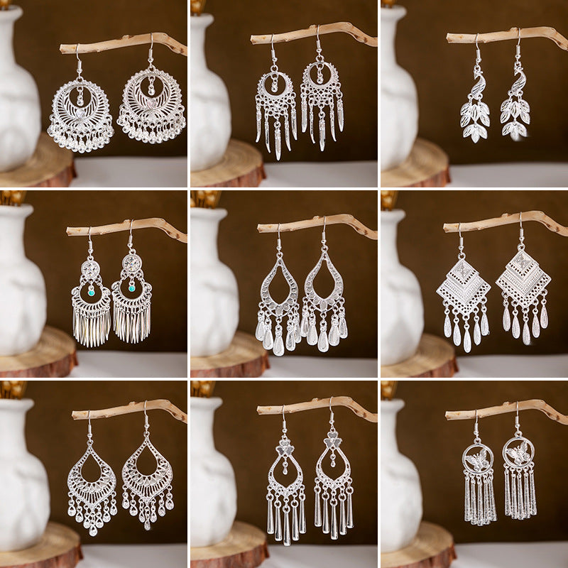Wholesale Peacock Bell Tassel Hollow Leaf Earrings ACC-ES-MDD025