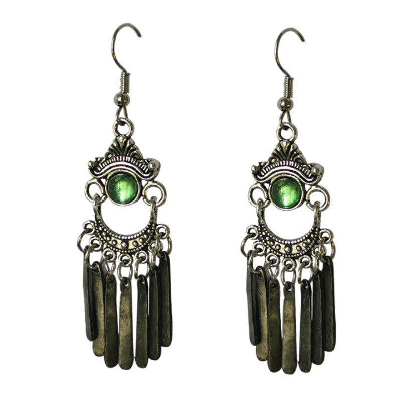 Wholesale National style ancient metal tassel drop earrings