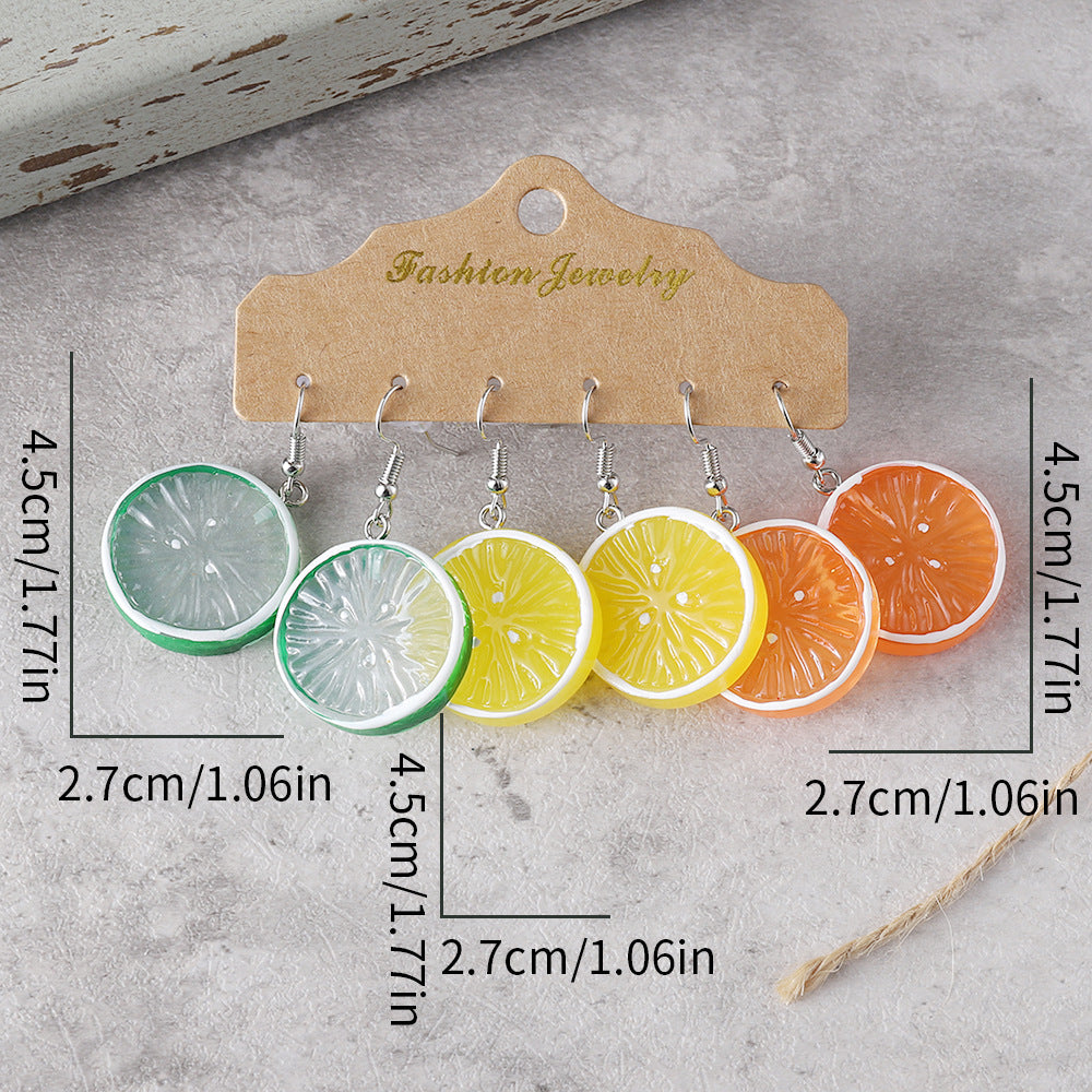 Wholesale Fruit lemon pendant earrings set
