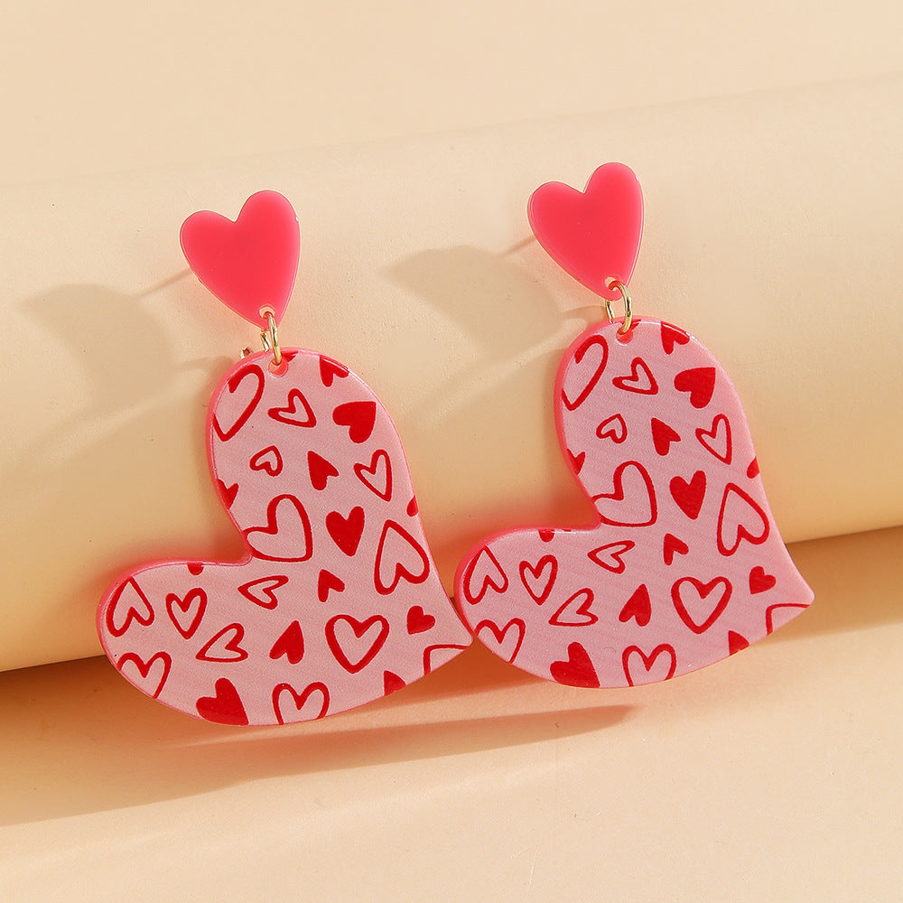Wholesale Valentine' s Day Acrylic Heart Earrings