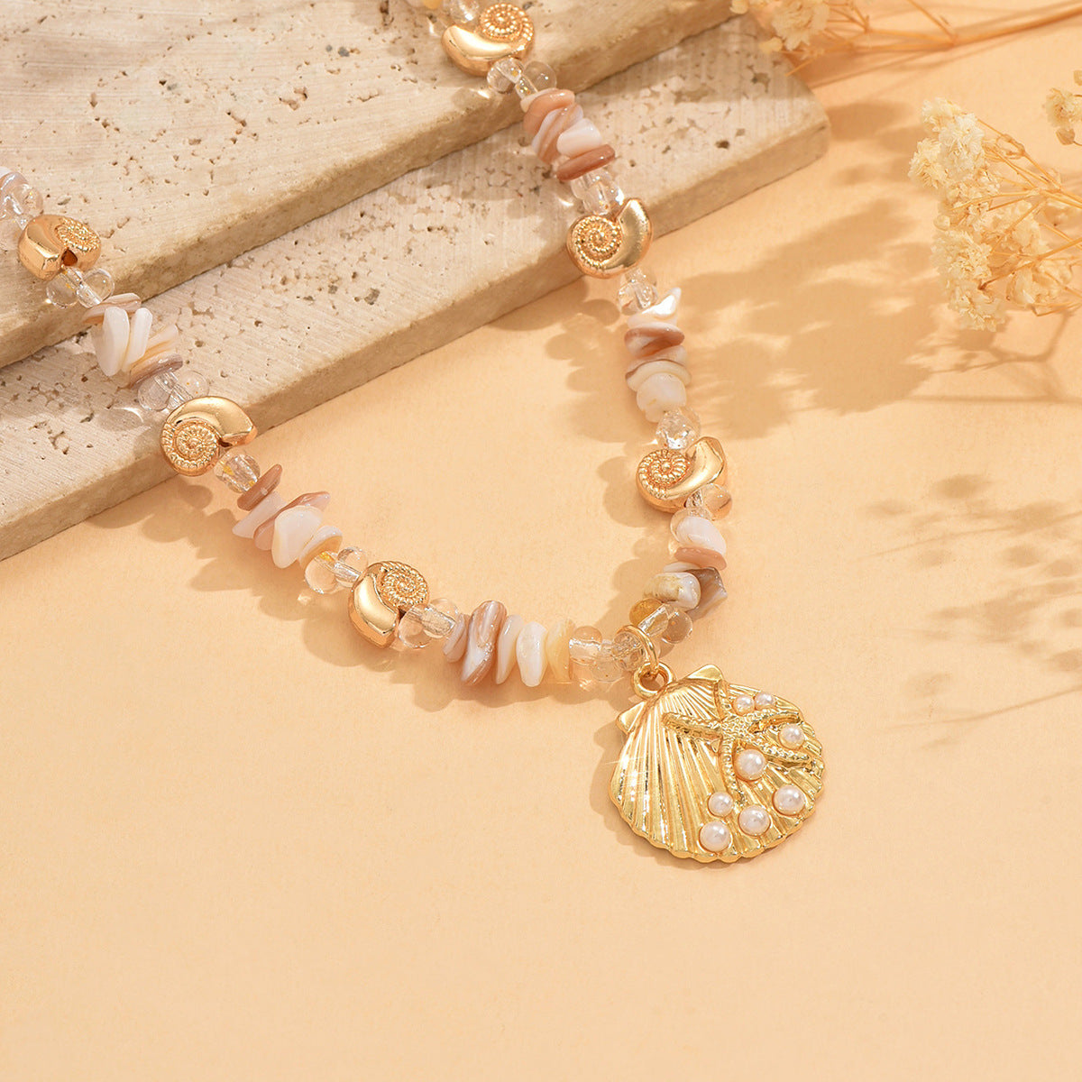 Wholesale starfish and seashell necklace