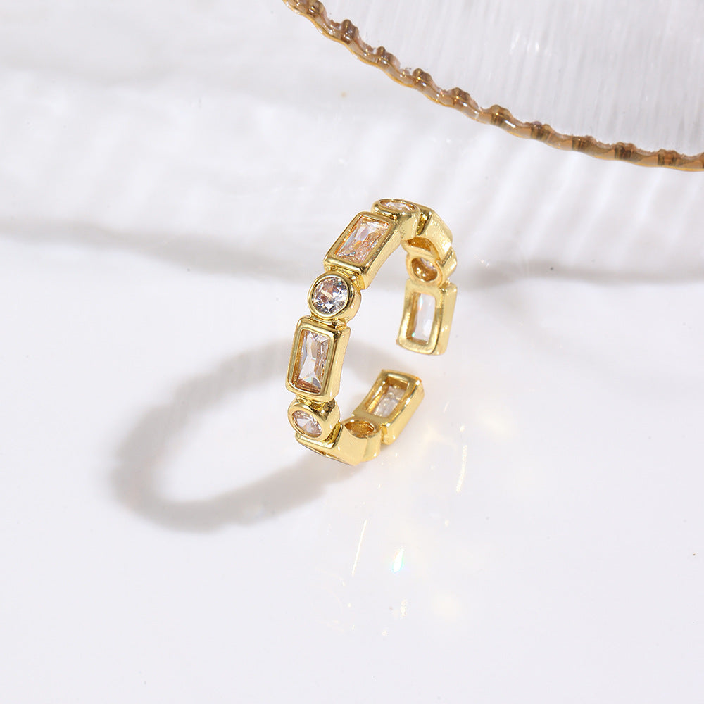 Wholesale Butterfly copper plated 18k geometric ladder adjustable ring