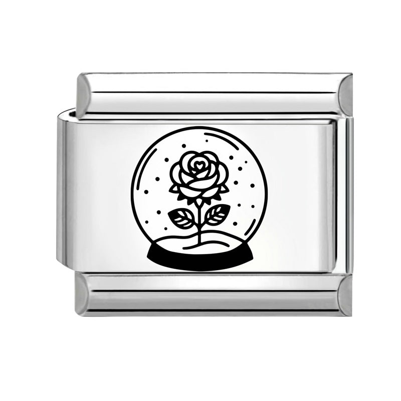 Wholesale 9mm Italian Charm Starter Bracelets DIY Black and white  Creative Stainless Steel Composable Bracelet