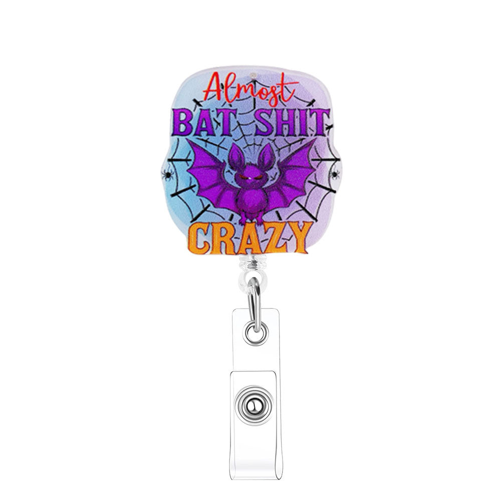 Wholesale Halloween Acrylic Printed Pumpkin Bat Easy Pull Badge Reels Keychains ACC-KC-XinDing006