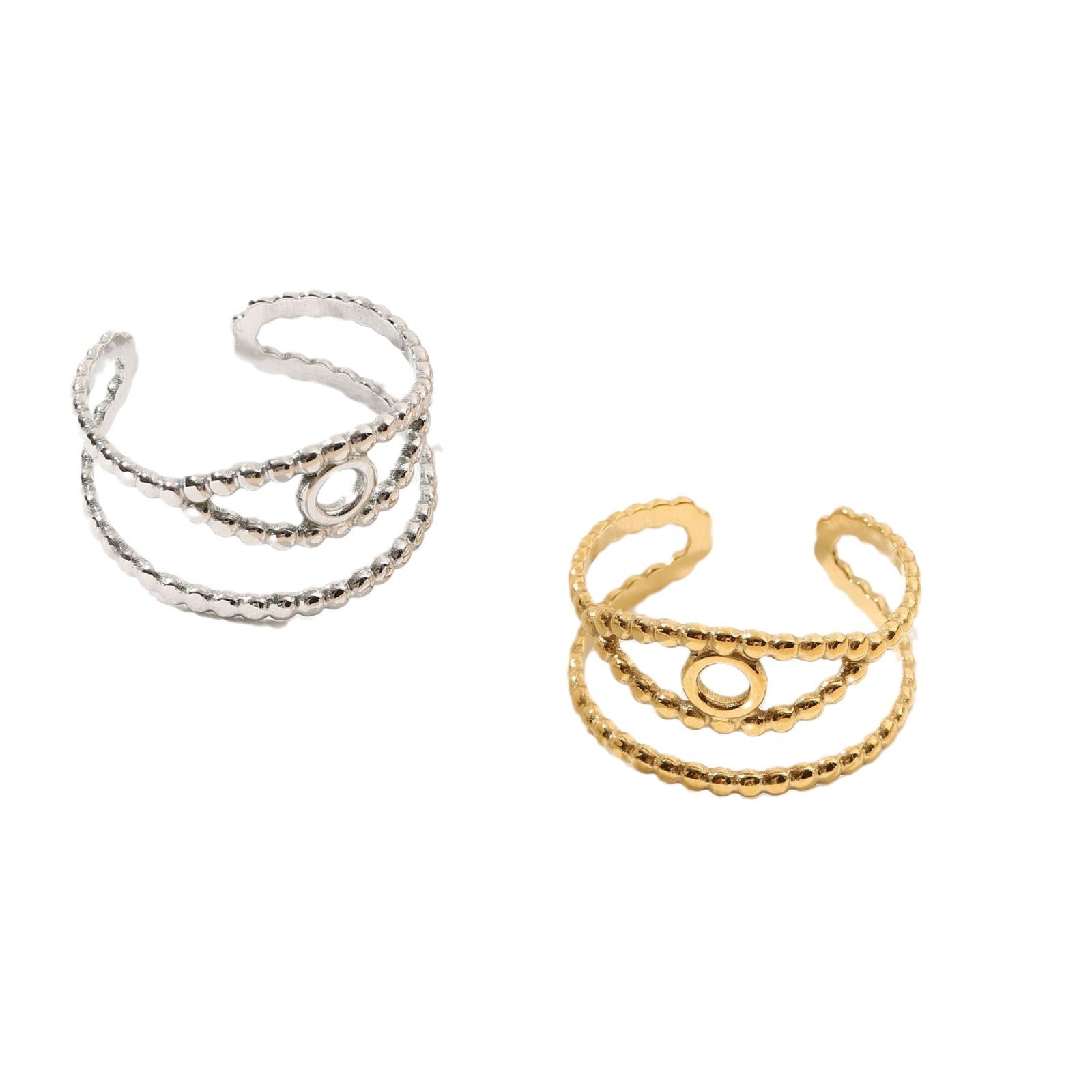 Wholesale Stainless steel opening adjustable ring retro temperament geometric ring