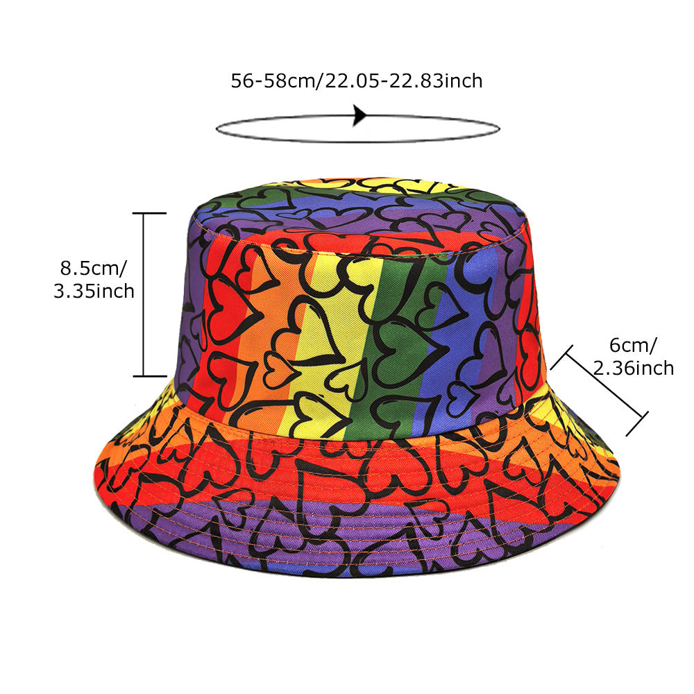 Wholesale Fashion love color matching pattern printing  basin hat bucket hat