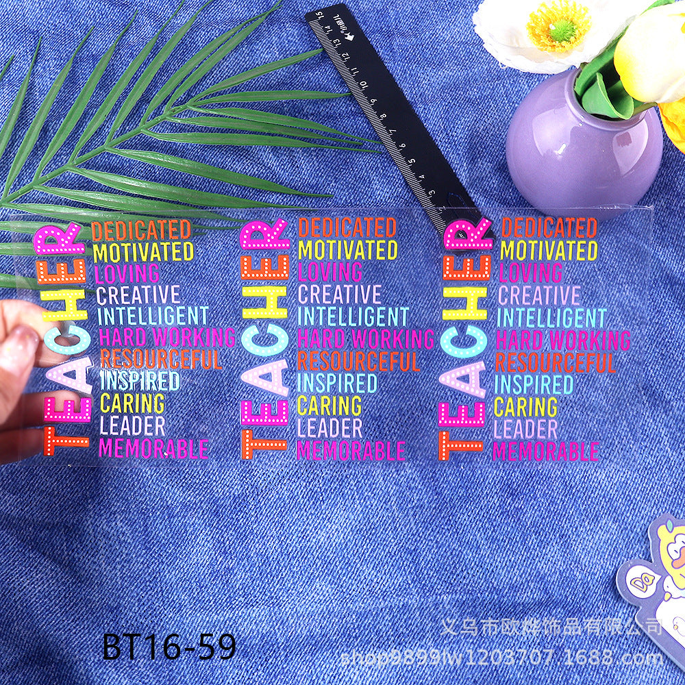 Wholesale Cartoon pencil medical UV transfer stickers crystal stickers tear film leave word crystal stickers 16oz glass stickers