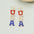 Wholesale  flag red and blue striped color rhinestone heart-shaped  letter earrings