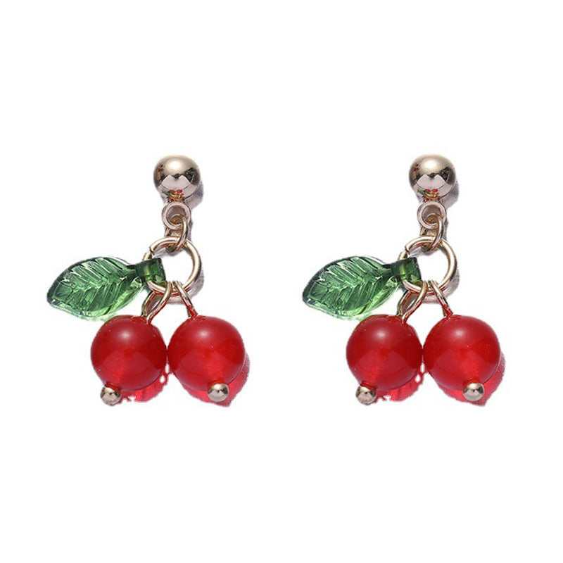 Wholesale Hand-made Red Agate Pure Cherry Earrings