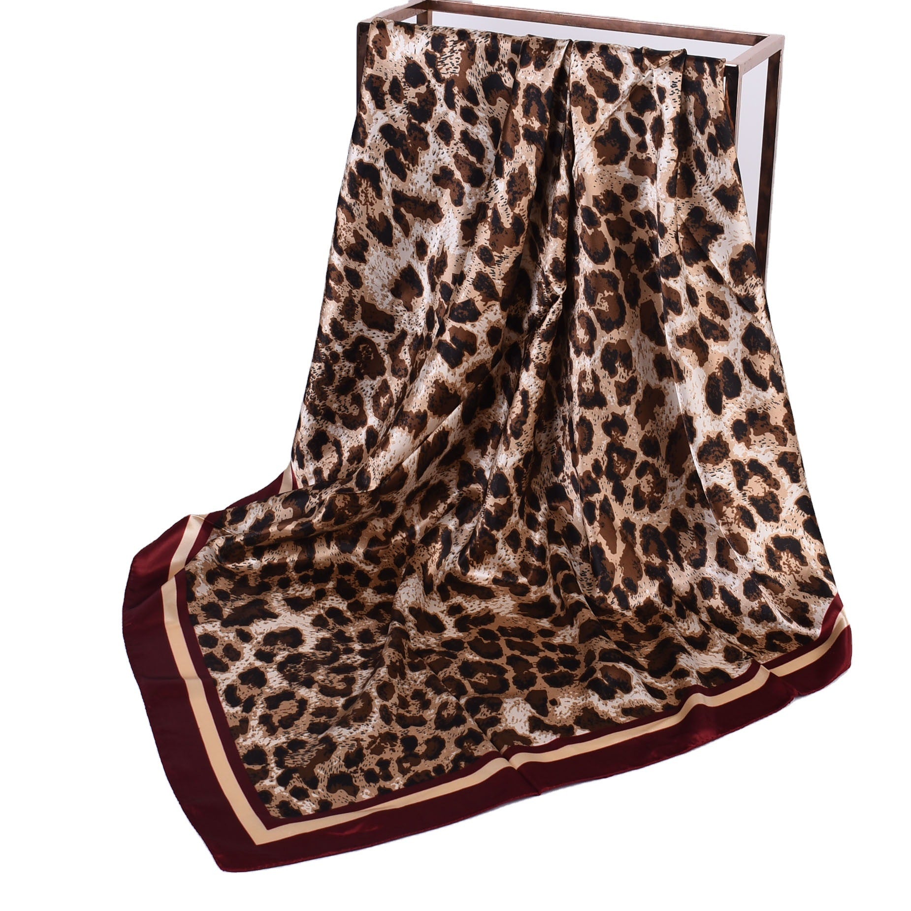 Wholesale Leopard Print Silk Scarf 90* 90 Large Square Scarf