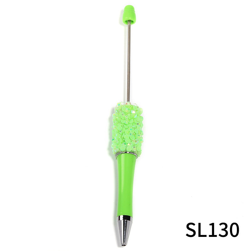 Wholesale 10pcs Beadable Pens Colorful Resin Rhinestone Fine Glitter Plastic DIY Beaded Pen ACC-PN-BLG003