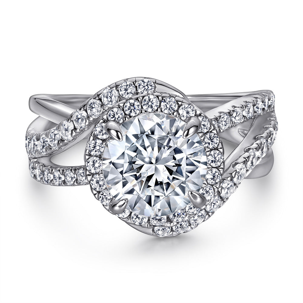 Wholesale S925 sterling silver ladies ring  twisted arm cross wedding ring