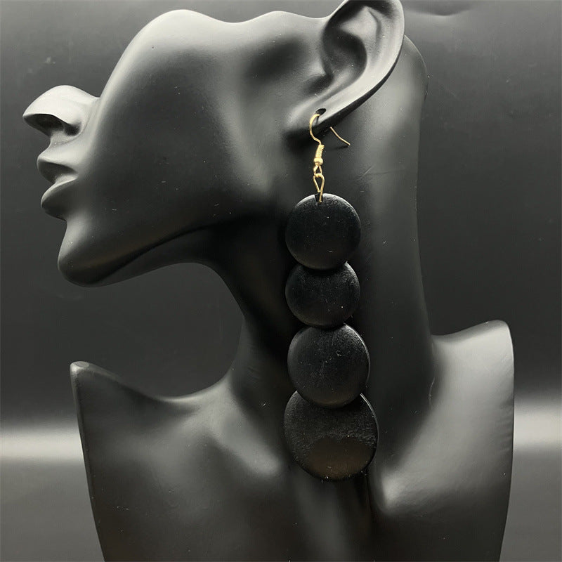 Wholesale Vintage Ethnic Style Round Earrings Wood Earrings ACC-ES-FX015