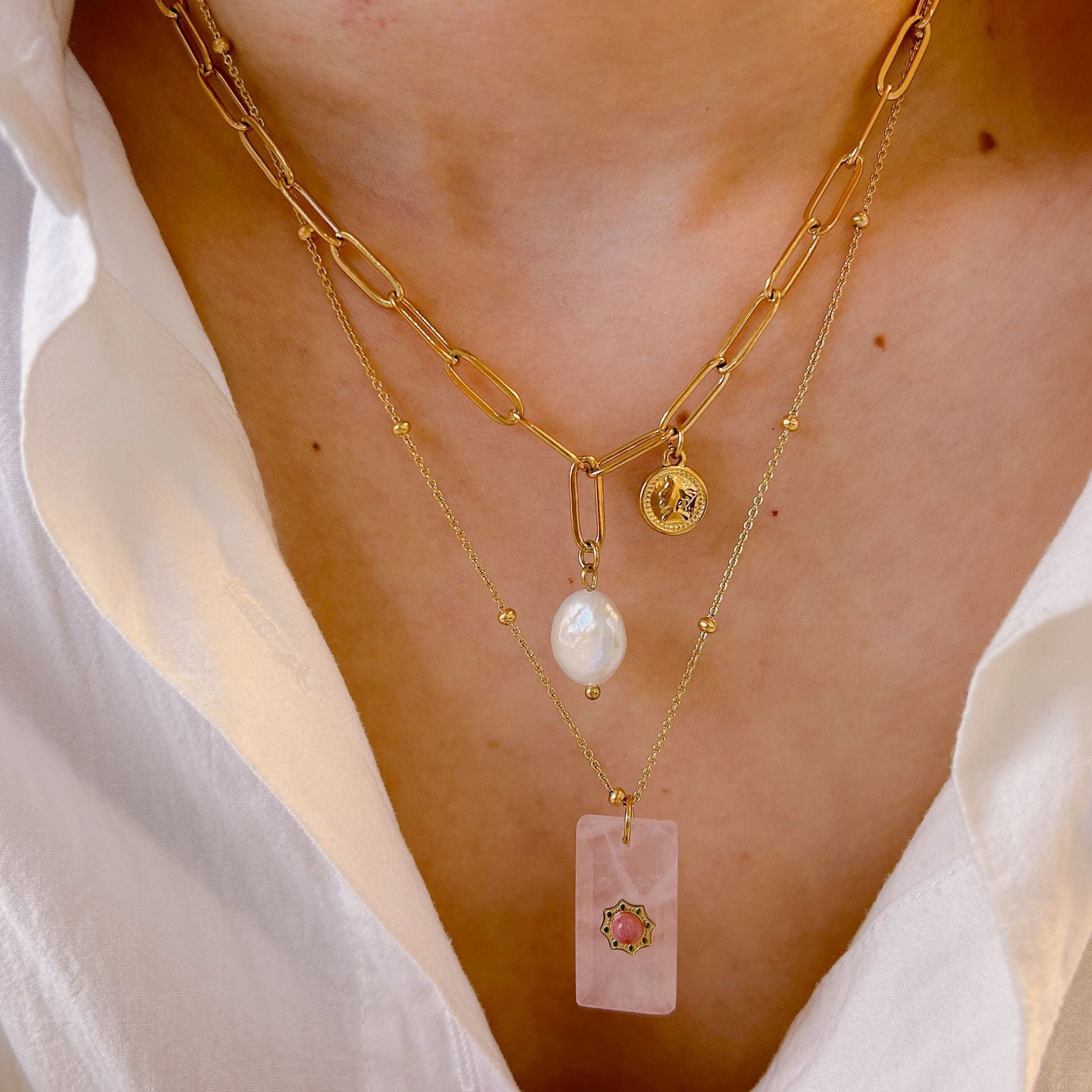 Wholesale  Natural Baroque Pearl Stainless Steel Necklace