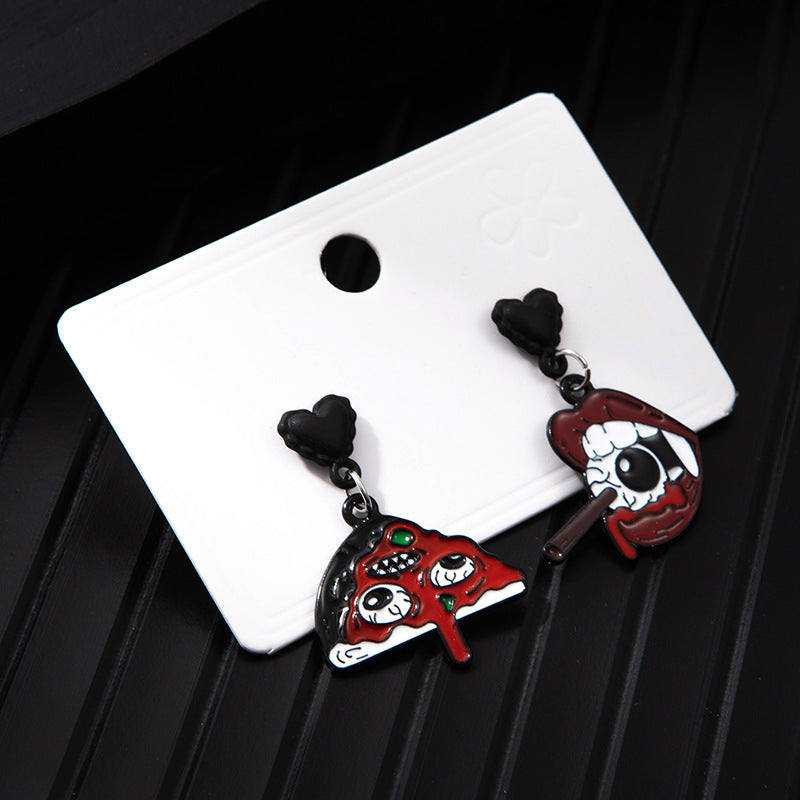 Wholesale  Ghost Pumpkin Alloy Oil Drop Asymmetrical Earrings