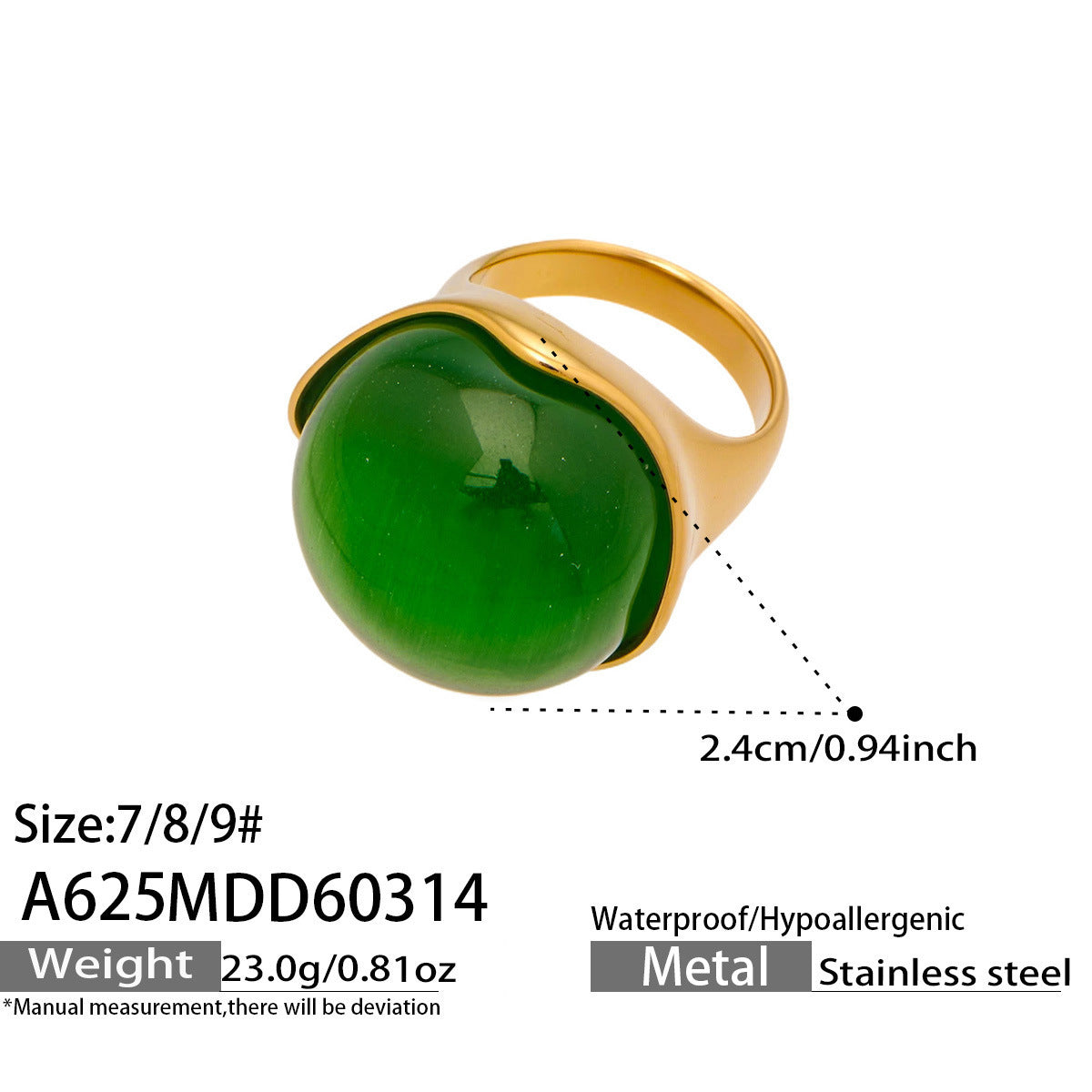 Wholesale Elegant Light-Luxury Stainless Steel Oval Opal Ring