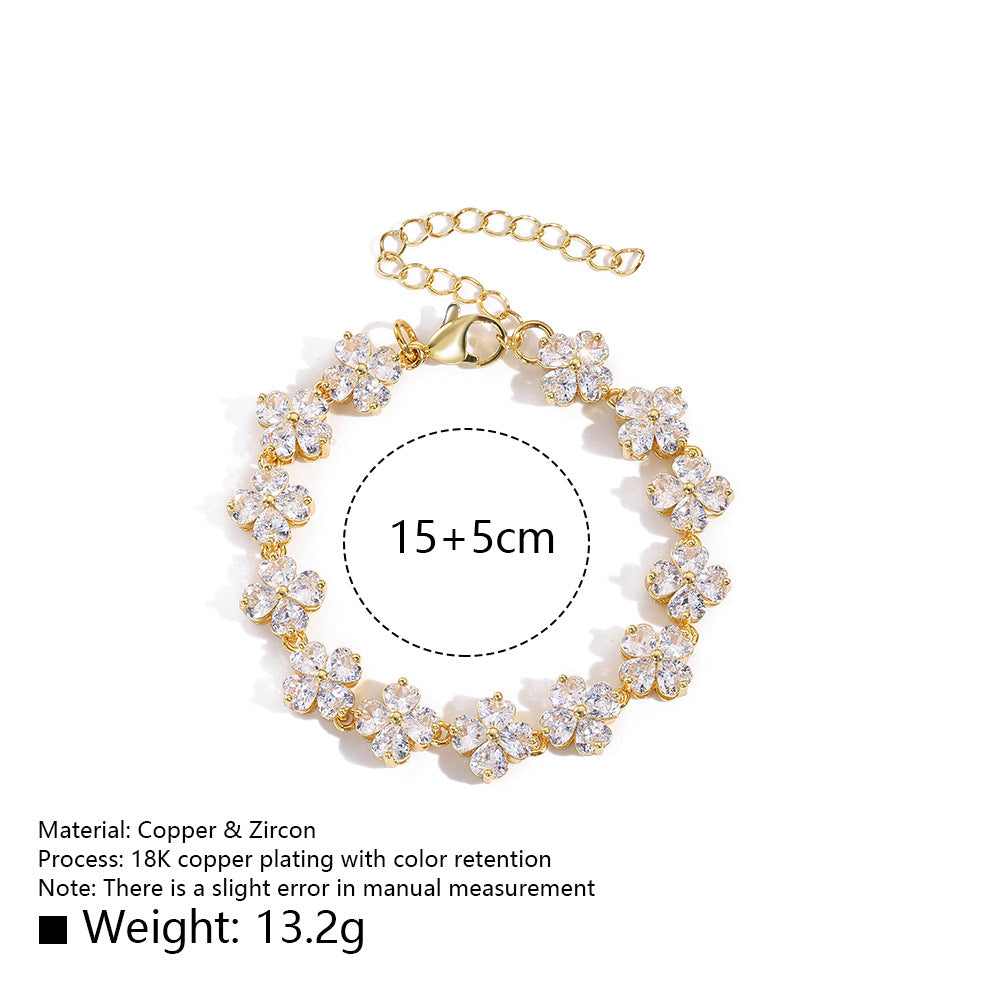 Wholesale Full Diamond Flower Inlaid Zircon Sparkling Bracelet