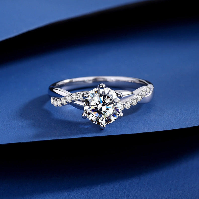 Wholesale s925 sterling silver  moissanite  twisted six-claw rings