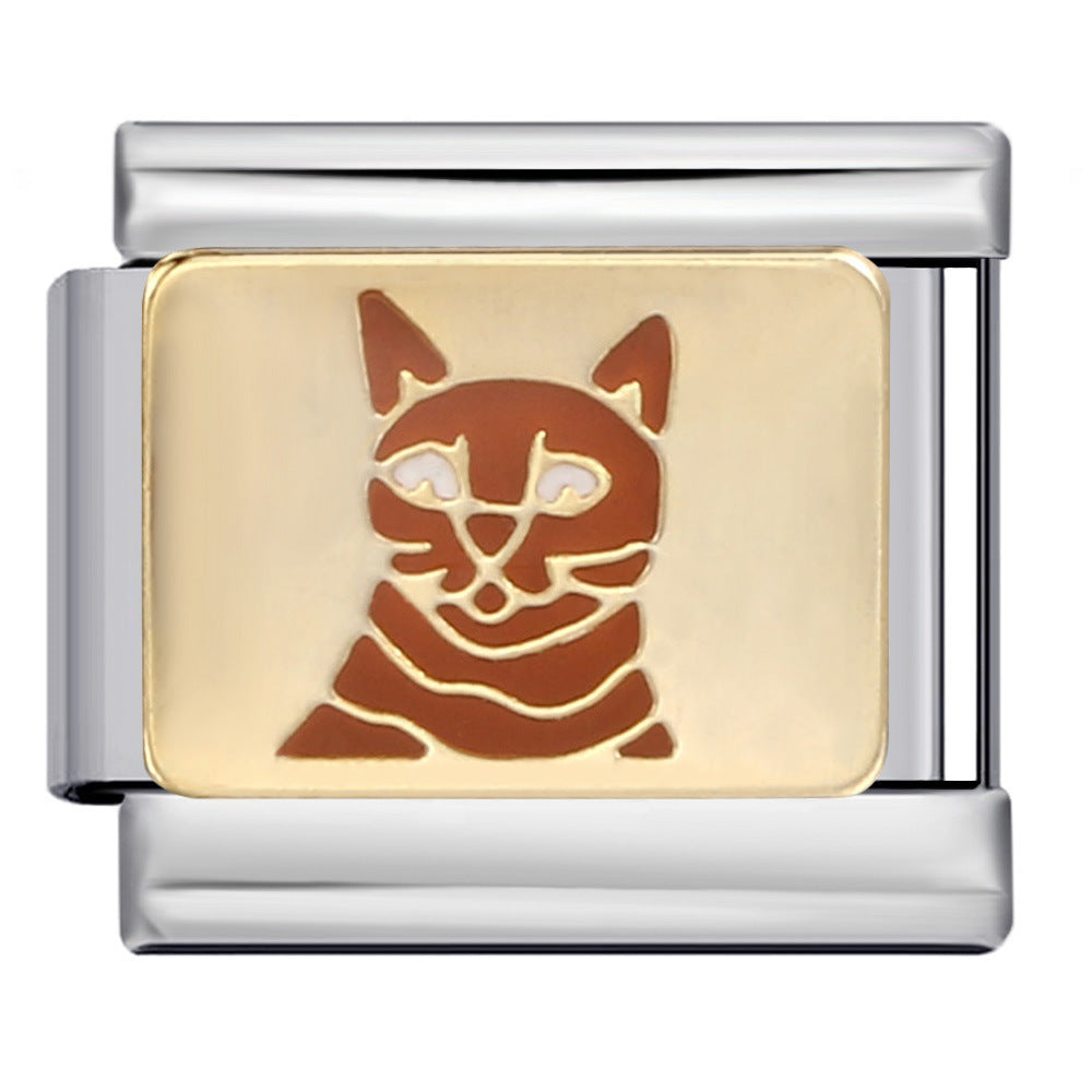 Wholesale  Italian module Pet Cat and Dog Series Titanium Steel Oil Drop Bracelet