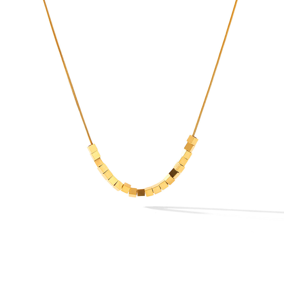 Wholesale stainless steel 18K gold small square transport necklace