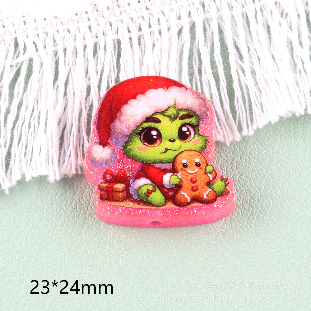 Wholesale 5pcs Acrylic Beads Straight Hole Cartoon Characters Beadable Pen and Keychain DlY Accessories