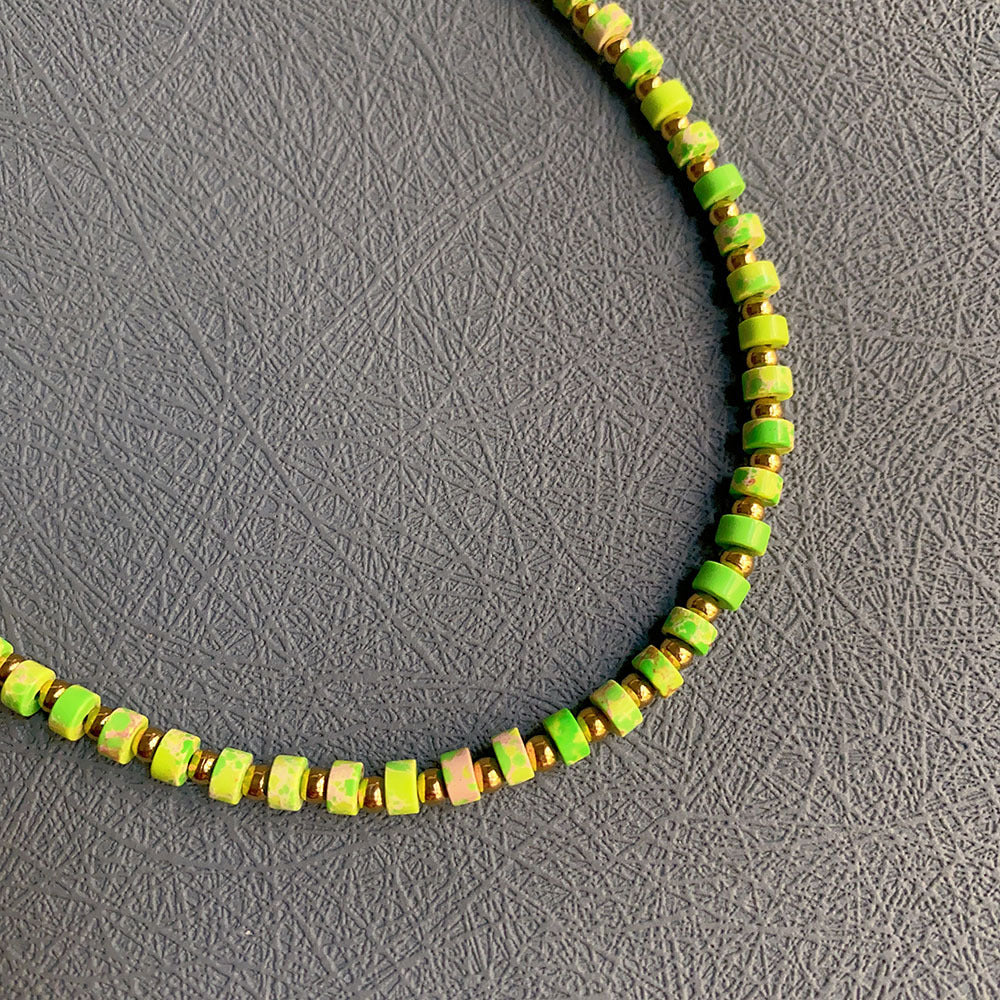 Wholesale Natural Stone Colored Necklace Clavicle Chain Handmade Beaded Multi-color Stacked Neck Necklace Choker Necklace ACC-NE-Yazhi002