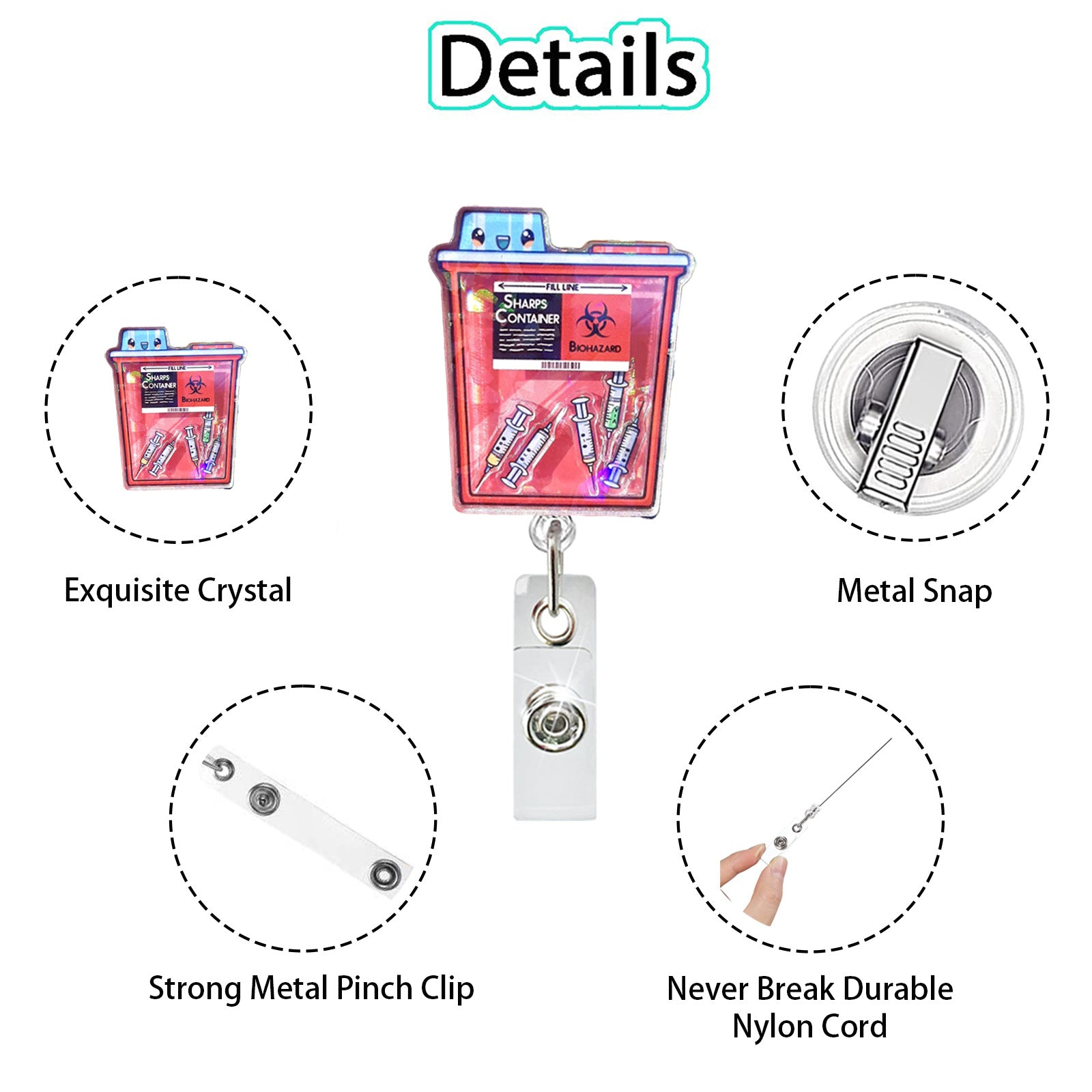 Wholesale Acrylic Medical-Themed Retractable Badge Reel for Medical Students Fashion Accessory