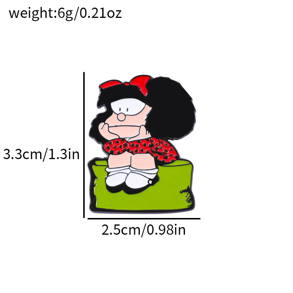 Wholesale Cute cartoon little girl metal brooch