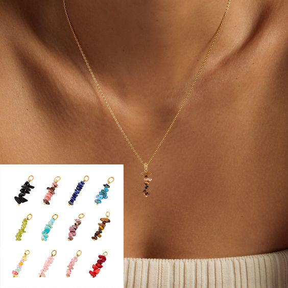 Wholesale  Irregular Gravel Cute Ice Cream Natural Stone Turquoise Stainless Steel Pendant