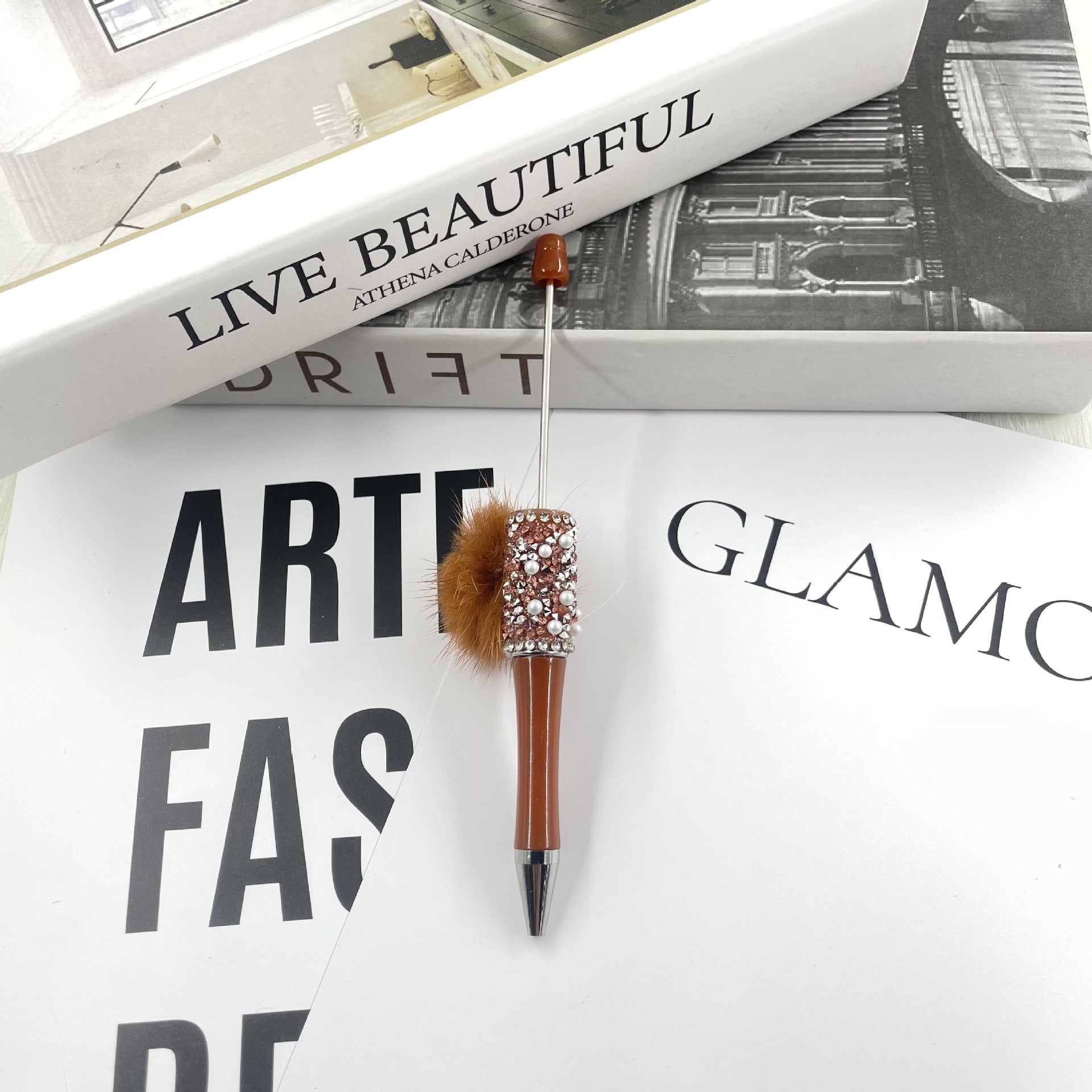 Wholesale Crushed Diamond Pom-Pom Beadable Pens