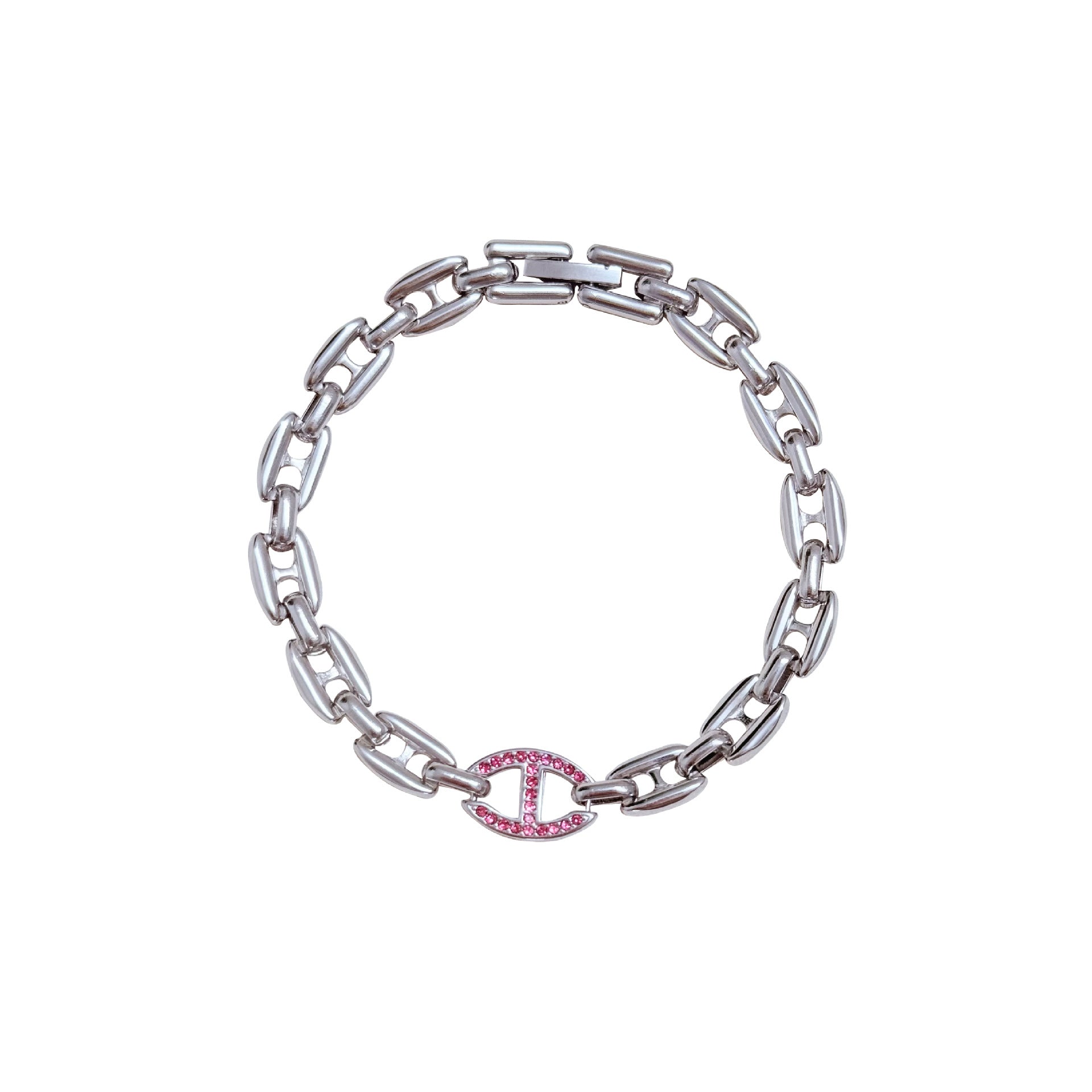 Wholesale Titanium Steel Diamond Encrusted Bracelet with Diamond Studded Tail Chain