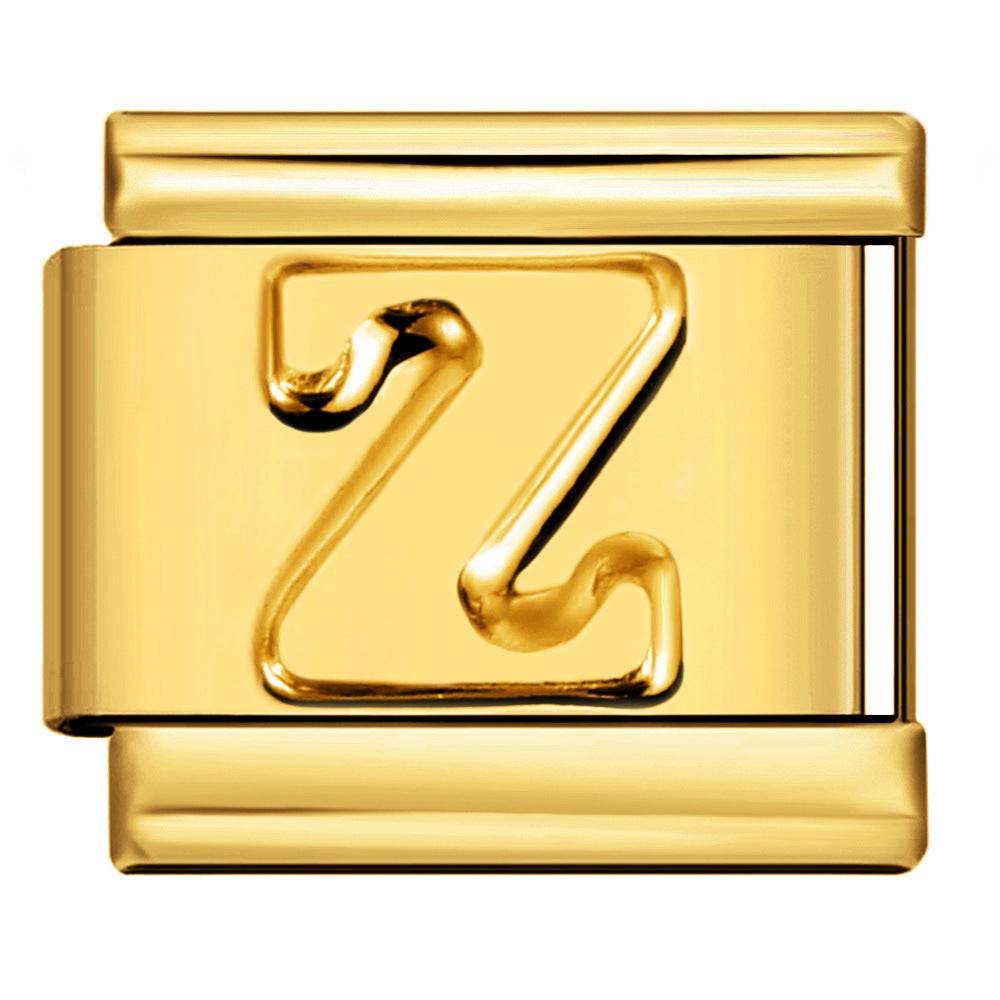 Wholesale Gold Plated Stainless Steel Concave Letter Modular Bracelet - DIY Jewelry Accessory for Boutique Resale