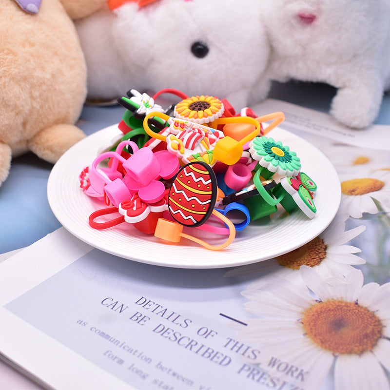 Wholesale Random 100pcs  PVC Soft Straw Tube Cap