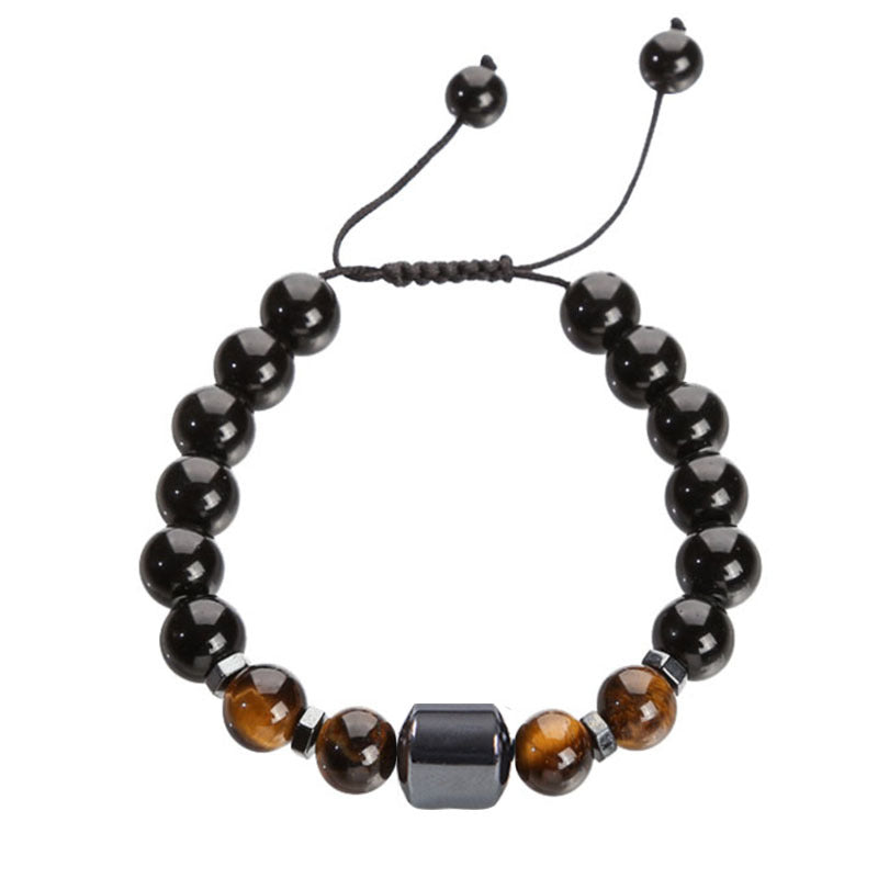 Wholesale 10MM Tiger Eye Stone Bracelet Men's Black Magnet Braided Agate Bracelet ACC-BT-zhixiang009