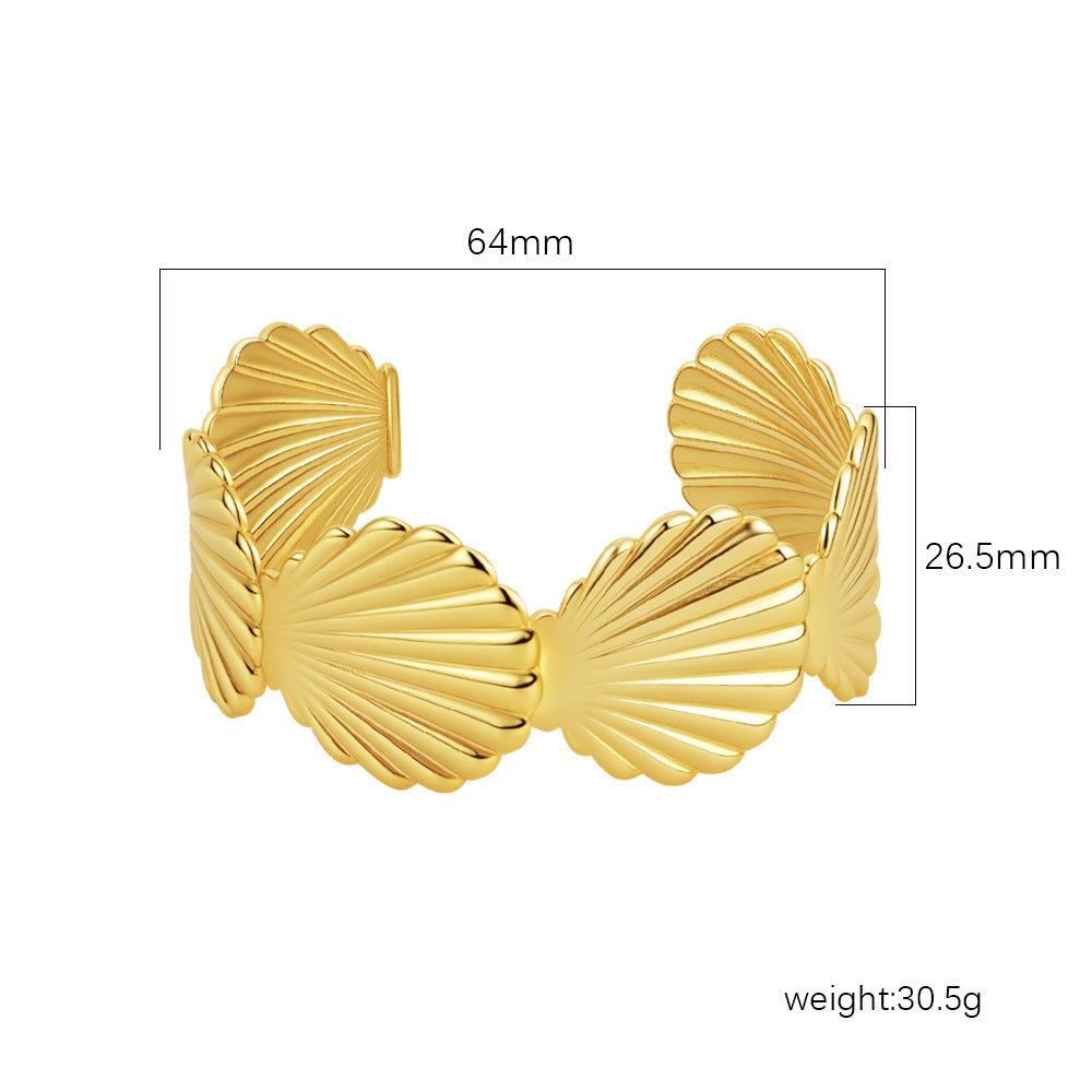 Wholesale Stainless Steel Open C Shape Bangle 18K Gold Plated Fashion Jewelry for Gift Boutique Resale